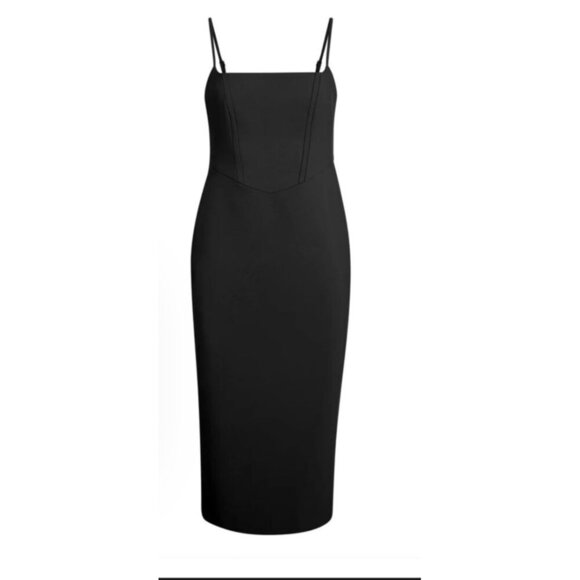 $298 NWT Likely Women's Black Solid Shepp Midi Sheath Dress Size 10 - Picture 4 of 11
